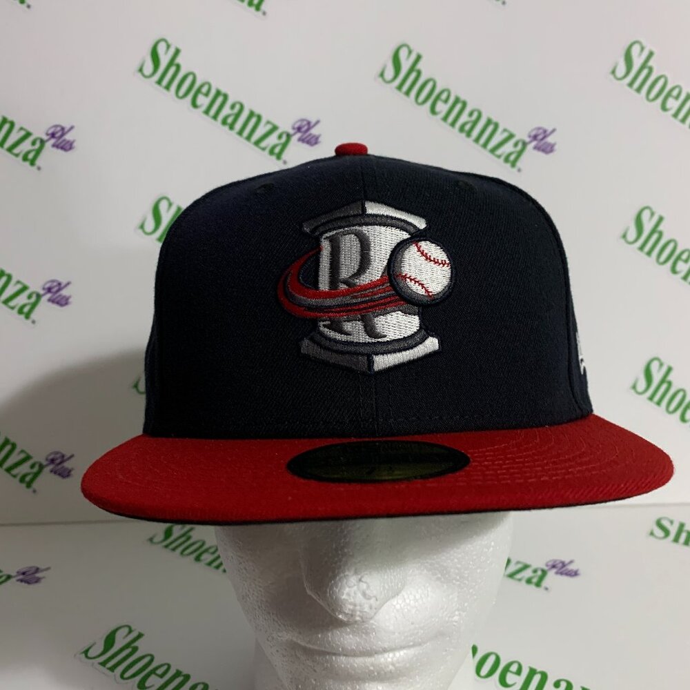 New Era 59Fifty Hat MiLB Rome Braves Baseball Fitted Cap Navy Blue Red 7 1/2